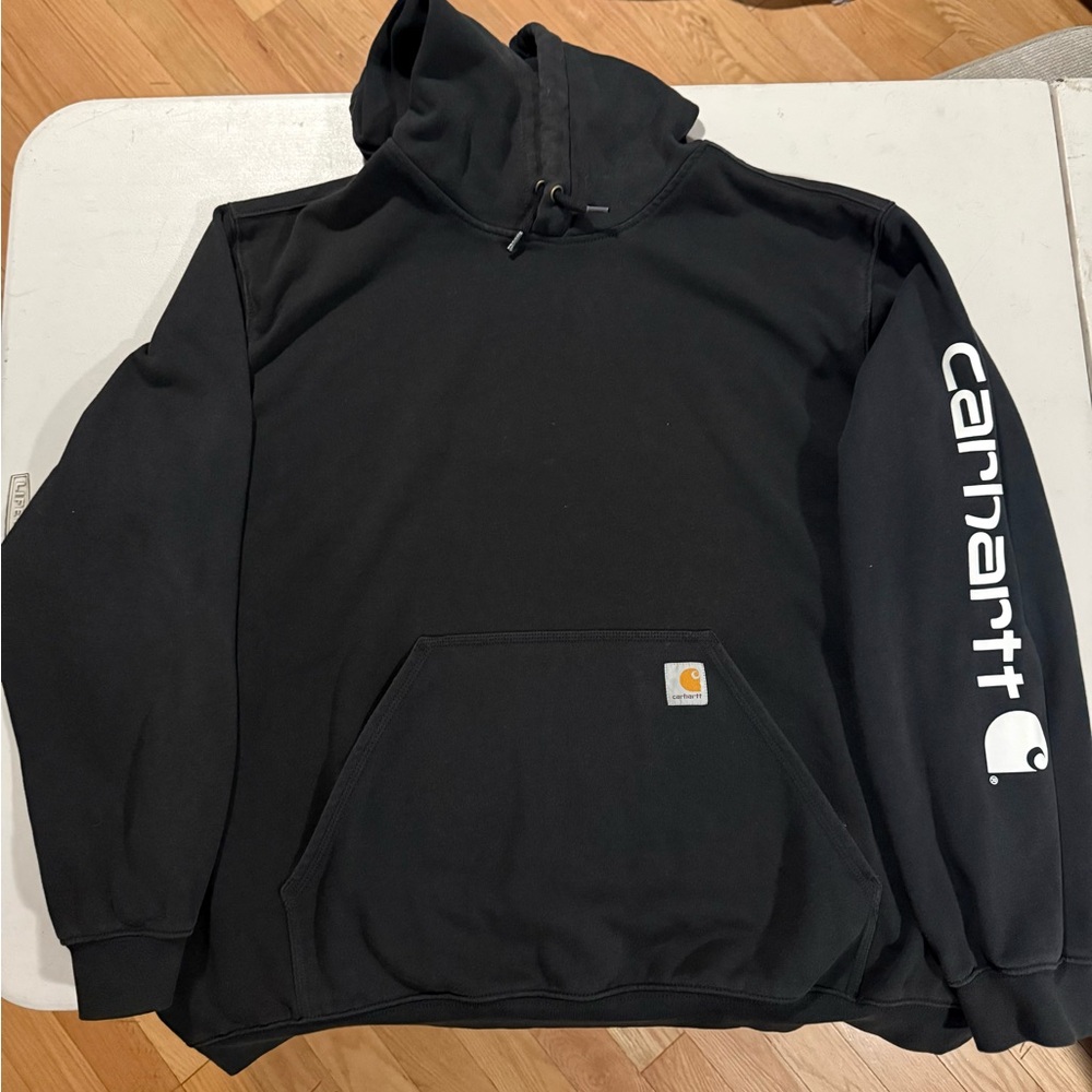 Carhartt Men's Black Hoodie with Logo Sleeve